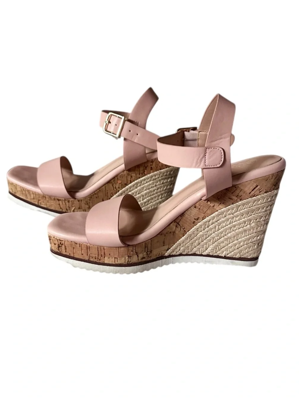Women’s Blush Pink Wedge Sandals with Cork Platform